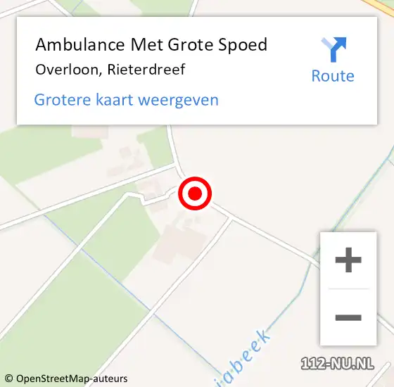 Locatie op kaart van de 112 melding: Ambulance Met Grote Spoed Naar Overloon, Rieterdreef op 14 oktober 2019 19:11