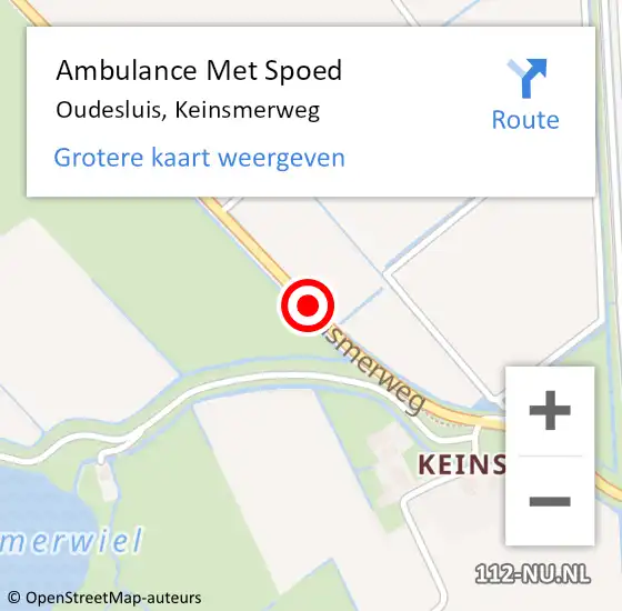 Locatie op kaart van de 112 melding: Ambulance Met Spoed Naar Oudesluis, Keinsmerweg op 14 oktober 2019 19:16