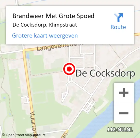 Locatie op kaart van de 112 melding: Brandweer Met Grote Spoed Naar De Cocksdorp, Klimpstraat op 14 oktober 2019 19:35