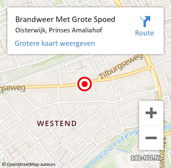 Locatie op kaart van de 112 melding: Brandweer Met Grote Spoed Naar Oisterwijk, Prinses Amaliahof op 14 oktober 2019 20:14