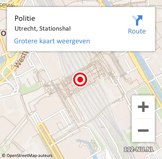 Locatie op kaart van de 112 melding: Politie Utrecht, Stationshal op 14 oktober 2019 20:19