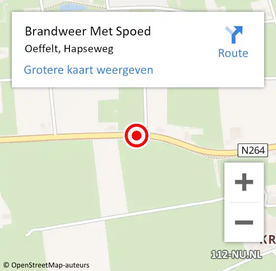 Locatie op kaart van de 112 melding: Brandweer Met Spoed Naar Oeffelt, Hapseweg op 14 oktober 2019 21:43