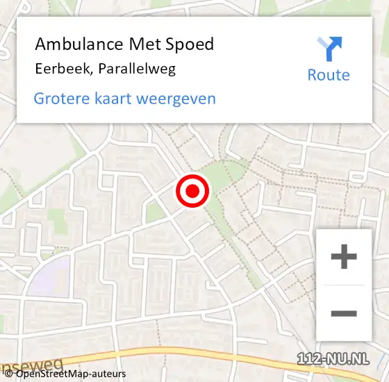 Locatie op kaart van de 112 melding: Ambulance Met Spoed Naar Eerbeek, Parallelweg op 14 oktober 2019 22:28