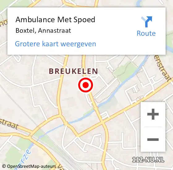 Locatie op kaart van de 112 melding: Ambulance Met Spoed Naar Boxtel, Annastraat op 15 oktober 2019 00:36
