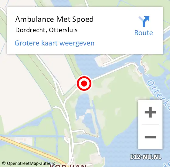 Locatie op kaart van de 112 melding: Ambulance Met Spoed Naar Dordrecht, Ottersluis op 15 oktober 2019 03:51