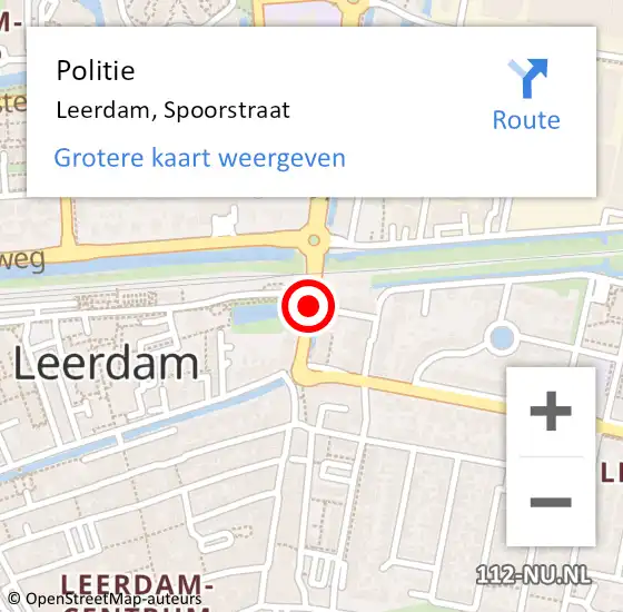 Locatie op kaart van de 112 melding: Politie Leerdam, Spoorstraat op 15 oktober 2019 06:02