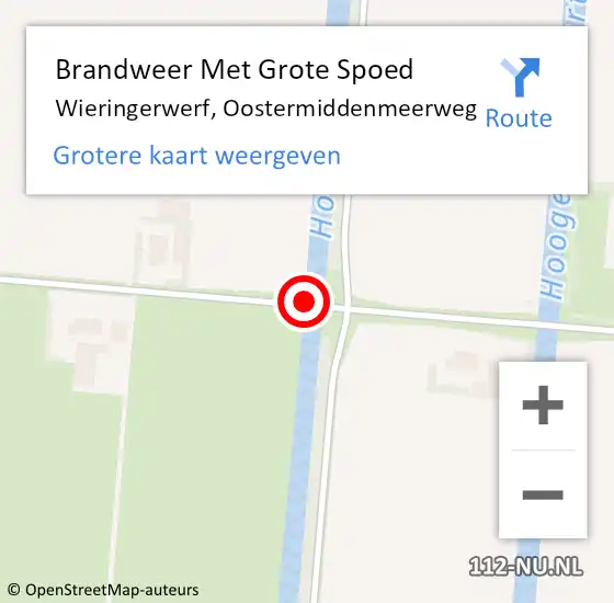 Locatie op kaart van de 112 melding: Brandweer Met Grote Spoed Naar Wieringerwerf, Oostermiddenmeerweg op 15 oktober 2019 06:57