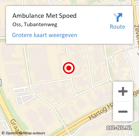 Locatie op kaart van de 112 melding: Ambulance Met Spoed Naar Oss, Tubantenweg op 15 oktober 2019 07:37