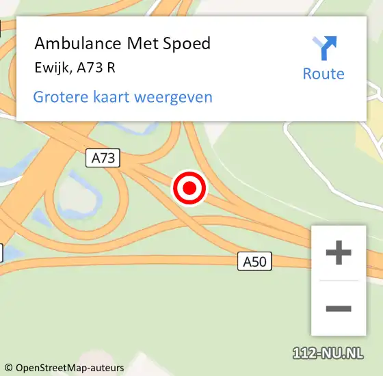 Locatie op kaart van de 112 melding: Ambulance Met Spoed Naar Ewijk, A73 R op 15 oktober 2019 08:16