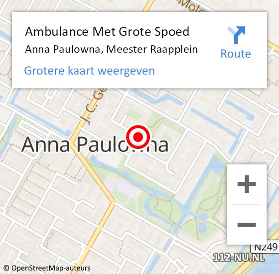 Locatie op kaart van de 112 melding: Ambulance Met Grote Spoed Naar Anna Paulowna, Meester Raapplein op 15 oktober 2019 08:50