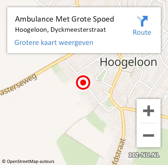 Locatie op kaart van de 112 melding: Ambulance Met Grote Spoed Naar Hoogeloon, Dyckmeesterstraat op 15 oktober 2019 09:09