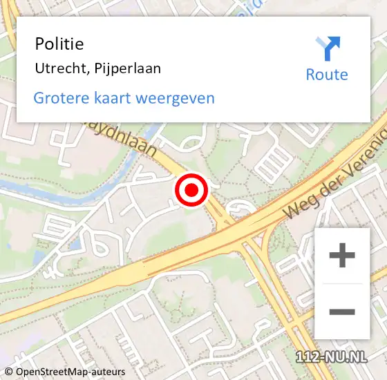 Locatie op kaart van de 112 melding: Politie Utrecht, Pijperlaan op 15 oktober 2019 09:12