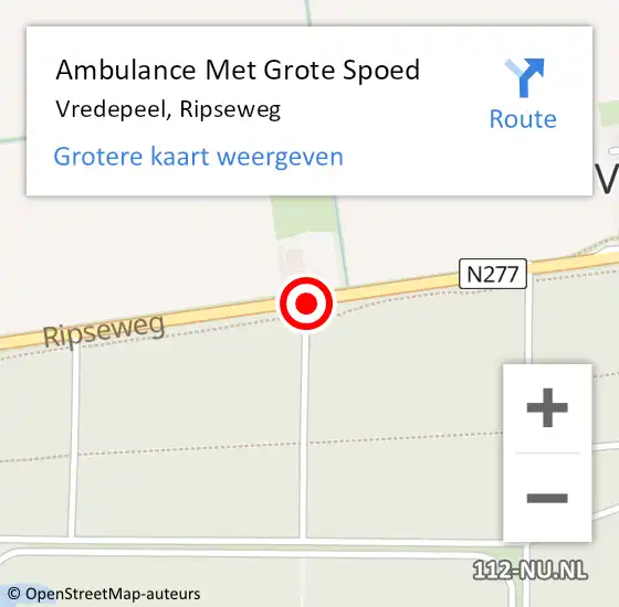Locatie op kaart van de 112 melding: Ambulance Met Grote Spoed Naar Vredepeel, Ripseweg op 15 oktober 2019 09:32
