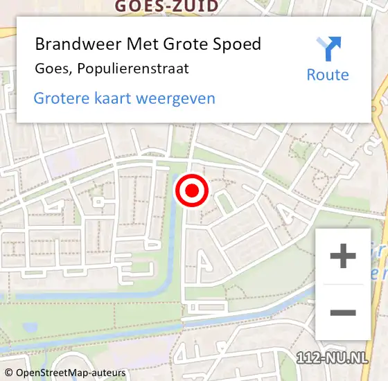 Locatie op kaart van de 112 melding: Brandweer Met Grote Spoed Naar Goes, Populierenstraat op 16 april 2014 19:12