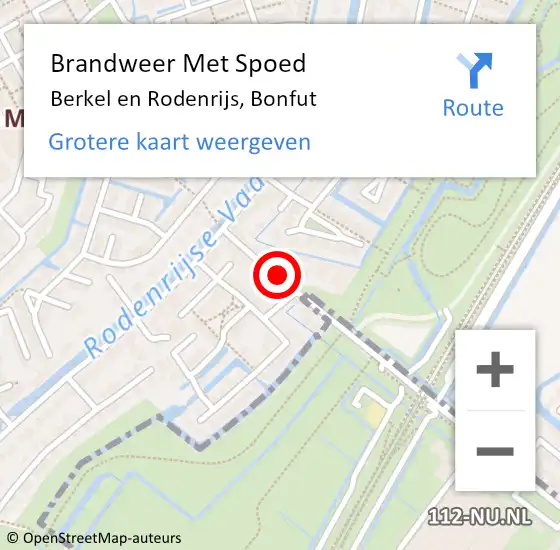 Locatie op kaart van de 112 melding: Brandweer Met Spoed Naar Berkel en Rodenrijs, Bonfut op 15 oktober 2019 11:57