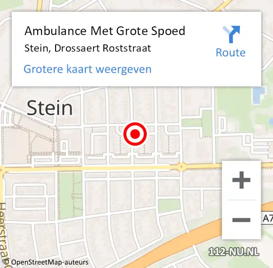 Locatie op kaart van de 112 melding: Ambulance Met Grote Spoed Naar Stein, Drossaert Roststraat op 16 april 2014 19:18