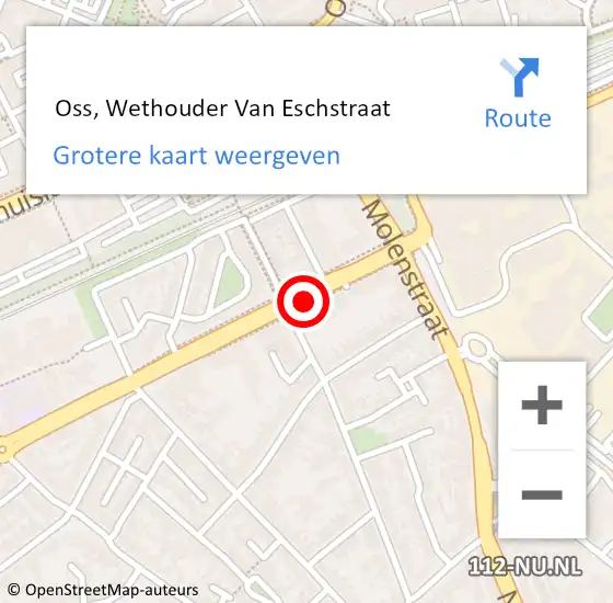 Locatie op kaart van de 112 melding:  Oss, Wethouder Van Eschstraat op 15 oktober 2019 12:50