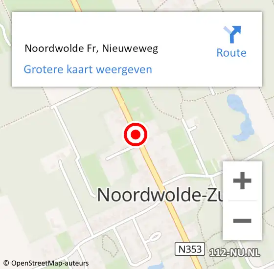 Locatie op kaart van de 112 melding:  Noordwolde Fr, Nieuweweg op 15 oktober 2019 12:50