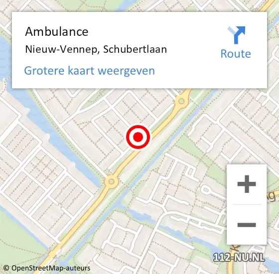 Locatie op kaart van de 112 melding: Ambulance Nieuw-Vennep, Schubertlaan op 15 oktober 2019 13:31