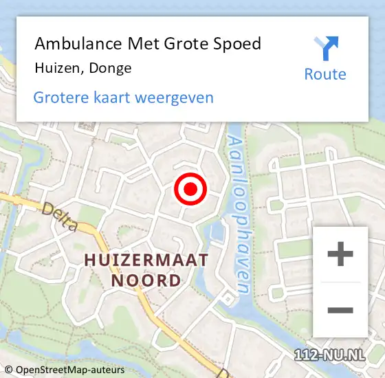 Locatie op kaart van de 112 melding: Ambulance Met Grote Spoed Naar Huizen, Donge op 16 april 2014 19:36