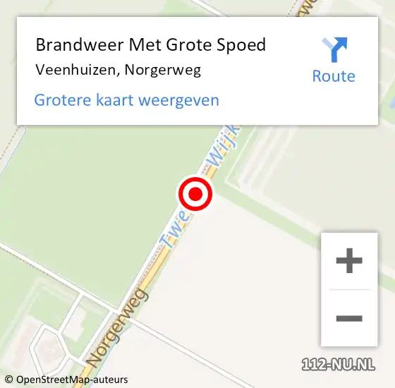 Locatie op kaart van de 112 melding: Brandweer Met Grote Spoed Naar Veenhuizen, Norgerweg op 15 oktober 2019 14:58