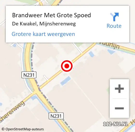 Locatie op kaart van de 112 melding: Brandweer Met Grote Spoed Naar De Kwakel, Mijnsherenweg op 15 oktober 2019 15:23