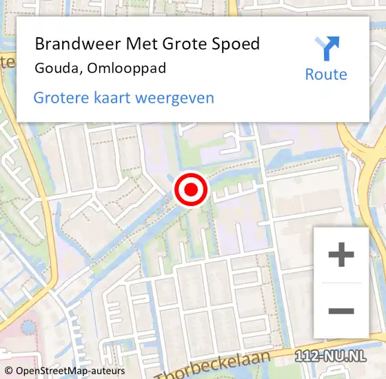 Locatie op kaart van de 112 melding: Brandweer Met Grote Spoed Naar Gouda, Omlooppad op 15 oktober 2019 17:12