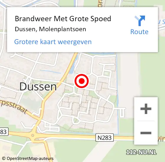 Locatie op kaart van de 112 melding: Brandweer Met Grote Spoed Naar Dussen, Molenplantsoen op 16 april 2014 19:52