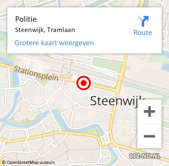 Locatie op kaart van de 112 melding: Politie Steenwijk, Tramlaan op 15 oktober 2019 17:18