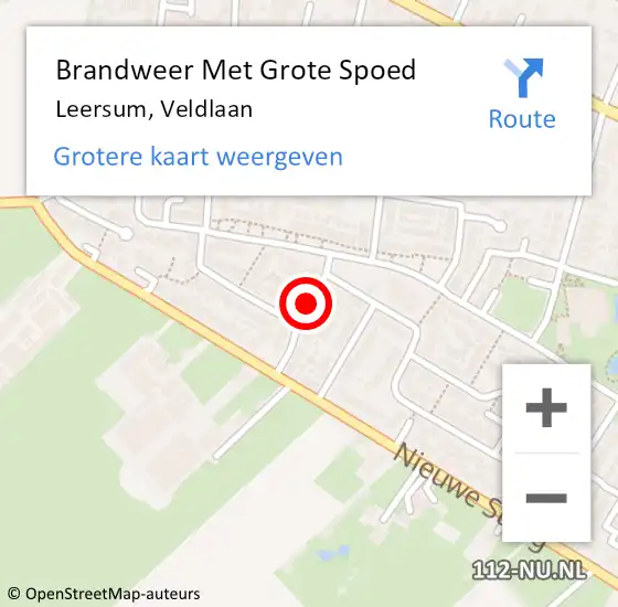 Locatie op kaart van de 112 melding: Brandweer Met Grote Spoed Naar Leersum, Veldlaan op 15 oktober 2019 17:19