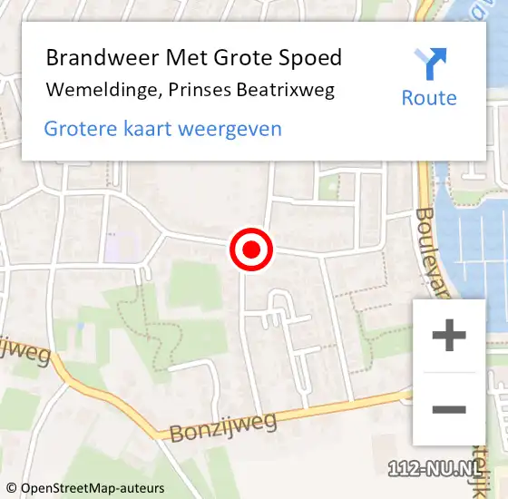 Locatie op kaart van de 112 melding: Brandweer Met Grote Spoed Naar Wemeldinge, Prinses Beatrixweg op 15 oktober 2019 17:27