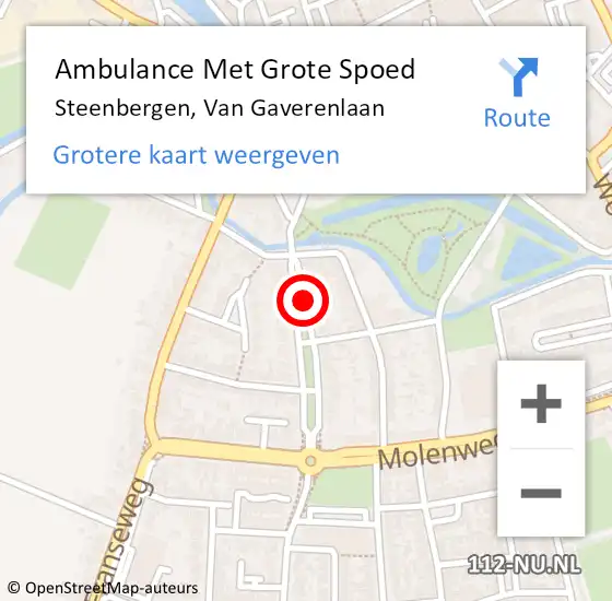 Locatie op kaart van de 112 melding: Ambulance Met Grote Spoed Naar Steenbergen, Van Gaverenlaan op 15 oktober 2019 17:27