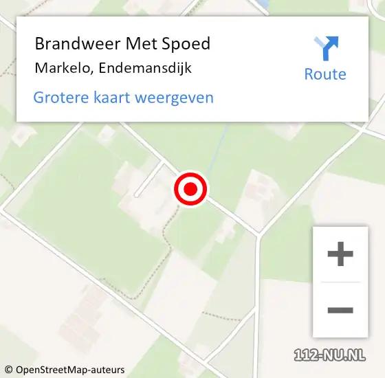 Locatie op kaart van de 112 melding: Brandweer Met Spoed Naar Markelo, Endemansdijk op 16 april 2014 19:54