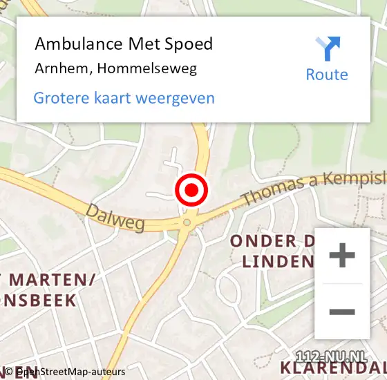 Locatie op kaart van de 112 melding: Ambulance Met Spoed Naar Arnhem, Hommelseweg op 15 oktober 2019 17:54