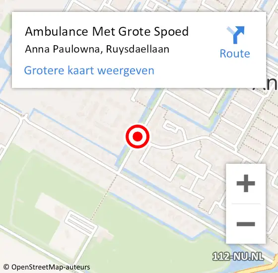 Locatie op kaart van de 112 melding: Ambulance Met Grote Spoed Naar Anna Paulowna, Ruysdaellaan op 15 oktober 2019 18:50