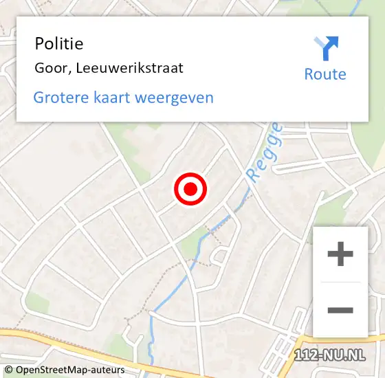 Locatie op kaart van de 112 melding: Politie Goor, Leeuwerikstraat op 15 oktober 2019 20:11