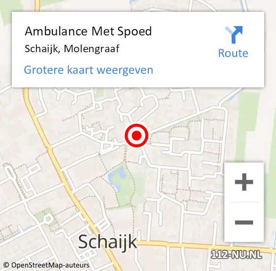 Locatie op kaart van de 112 melding: Ambulance Met Spoed Naar Schaijk, Molengraaf op 15 oktober 2019 20:15