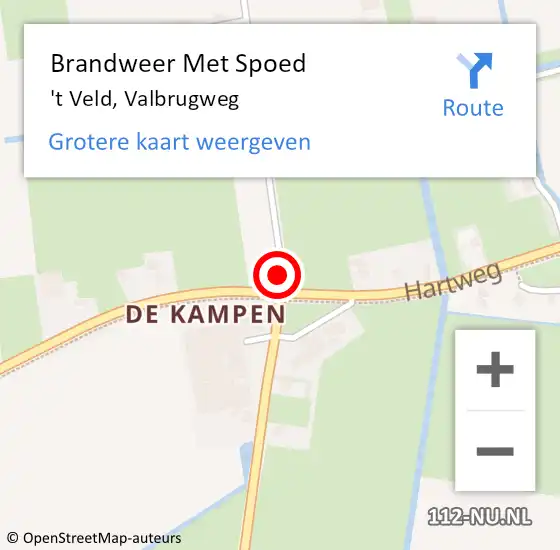 Locatie op kaart van de 112 melding: Brandweer Met Spoed Naar 't Veld, Valbrugweg op 15 oktober 2019 20:21