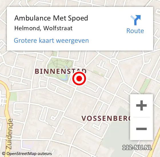 Locatie op kaart van de 112 melding: Ambulance Met Spoed Naar Helmond, Wolfstraat op 15 oktober 2019 20:44