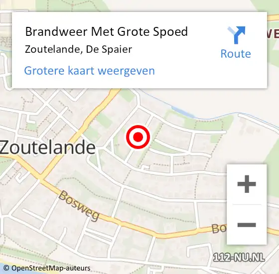 Locatie op kaart van de 112 melding: Brandweer Met Grote Spoed Naar Zoutelande, De Spaier op 15 oktober 2019 20:53