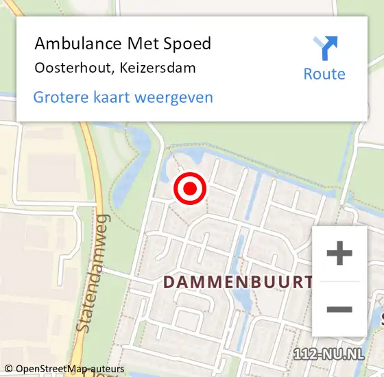 Locatie op kaart van de 112 melding: Ambulance Met Spoed Naar Oosterhout, Keizersdam op 15 oktober 2019 22:44