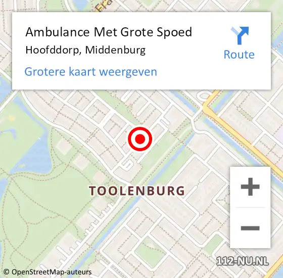 Locatie op kaart van de 112 melding: Ambulance Met Grote Spoed Naar Hoofddorp, Middenburg op 16 oktober 2019 04:11