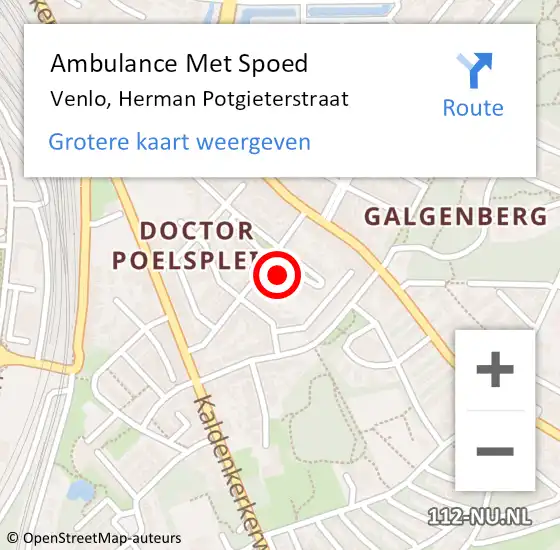 Locatie op kaart van de 112 melding: Ambulance Met Spoed Naar Venlo, Herman Potgieterstraat op 16 april 2014 20:32