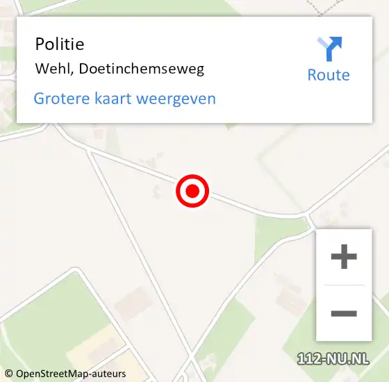 Locatie op kaart van de 112 melding: Politie Wehl, Doetinchemseweg op 16 oktober 2019 04:32