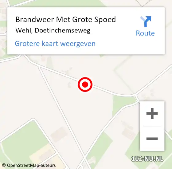 Locatie op kaart van de 112 melding: Brandweer Met Grote Spoed Naar Wehl, Doetinchemseweg op 16 oktober 2019 04:32