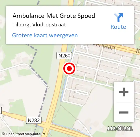 Locatie op kaart van de 112 melding: Ambulance Met Grote Spoed Naar Tilburg, Vlodropstraat op 16 oktober 2019 04:38