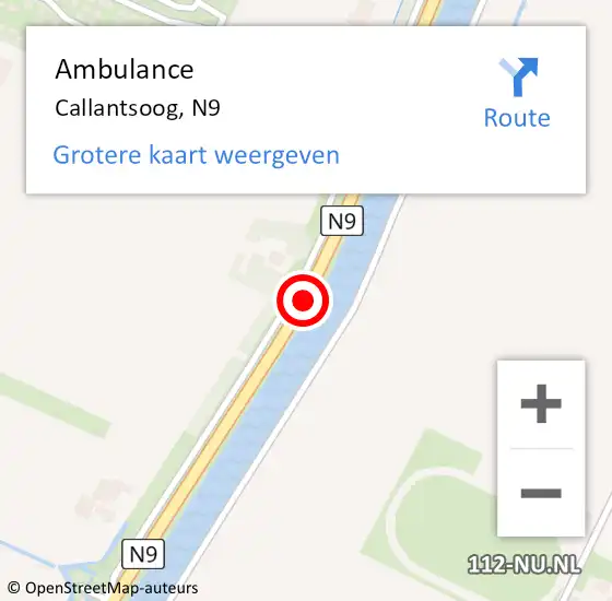 Locatie op kaart van de 112 melding: Ambulance Callantsoog, N9 op 16 oktober 2019 07:57