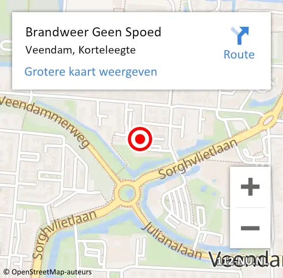 Locatie op kaart van de 112 melding: Brandweer Geen Spoed Naar Veendam, Korteleegte op 16 oktober 2019 08:19