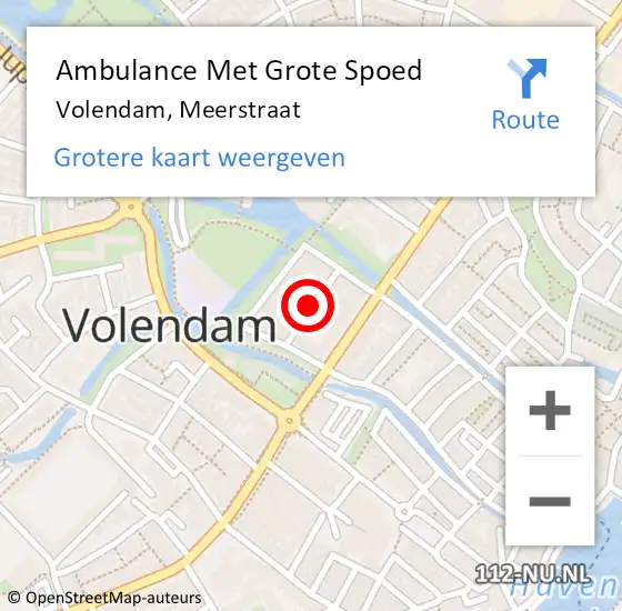 Locatie op kaart van de 112 melding: Ambulance Met Grote Spoed Naar Volendam, Meerstraat op 16 oktober 2019 08:32