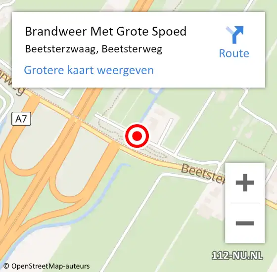 Locatie op kaart van de 112 melding: Brandweer Met Grote Spoed Naar Beetsterzwaag, Beetsterweg op 16 oktober 2019 09:08